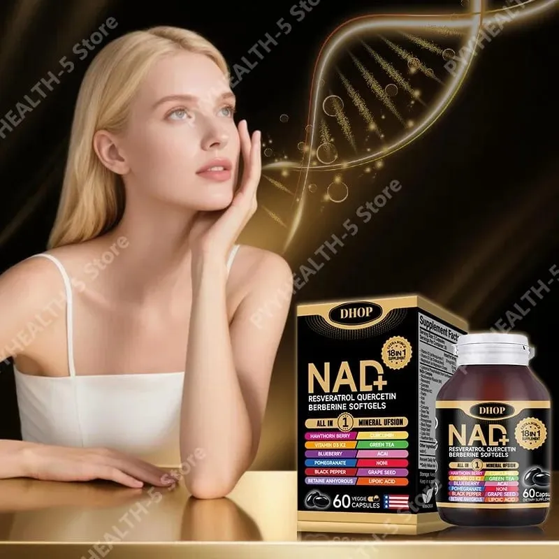 NAD+ Softgels med Resveratrol Quercetin Berberine Softgels 18-i-1 tillägg för övergripande hälsostöd 60 kapslar