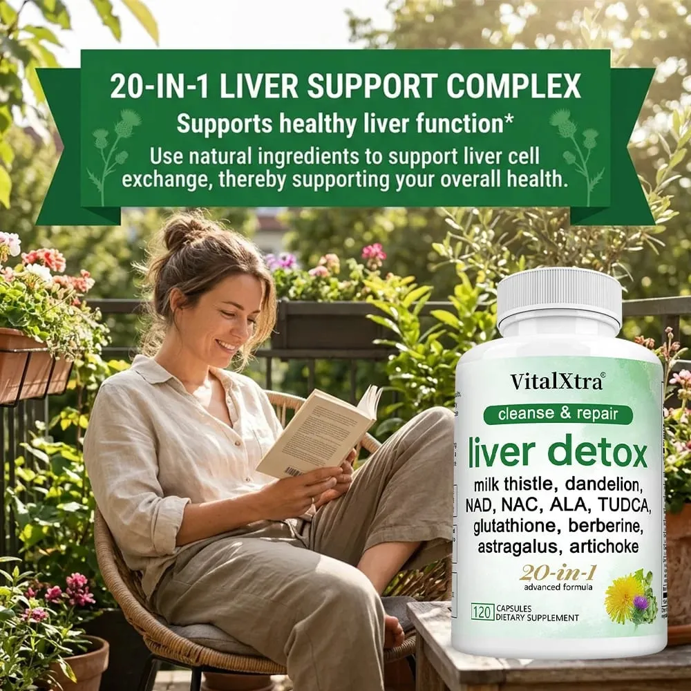 Liver Detox & Repair Capsules with Milk Thistle Dandelion & Turmeric Liver Cleanse Nourishing Antioxidant & Digestion Support