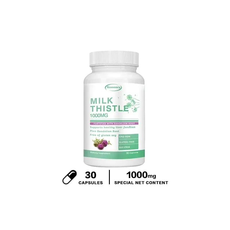 Liver Detox Cleanse - with Milk Thistle - Improves Liver Function Supports Fat Metabolism Antioxidant - 120 Capsules