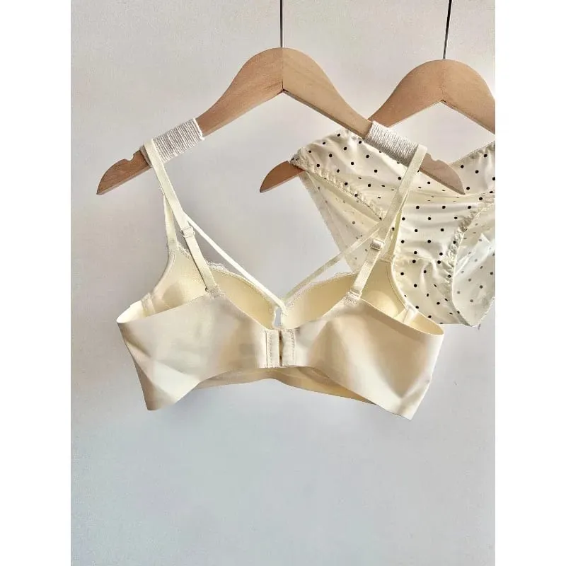 Hot French Lace Push Up Bra Polka Dot Small Chest Shaping Sweet Lingerie Adjustable Strap Soft Comfort Ladies Intimates 32-38