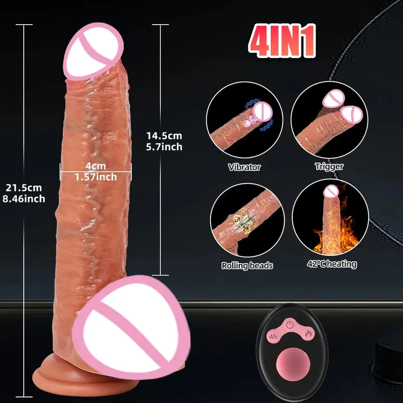 Thrusting Dildo Black Dick Elescopic Vibrating Dildo Vibrator Heating Sex Toy G-Spot Anal Stimulation Vibrating For Women — image 11