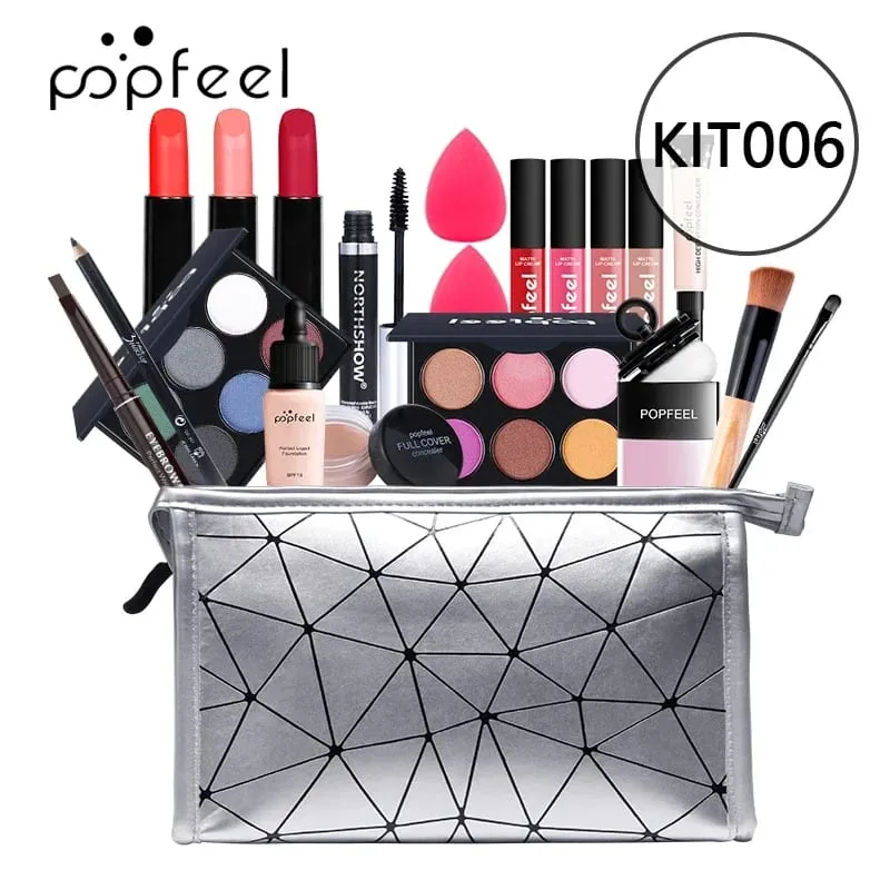 Kit Solek Profesional untuk Krim Pembayang Mata Gadis Beg Mekap Penyuci Pemerah Bibir Lip Gloss Gincu Berus Solek Set Solek Wanita