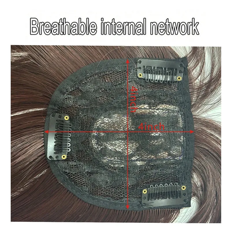 Synthetic 16inch Straight Topper Hair with 3 Clips for Women Hairpieces for Thinning Hair Featuring Bangs Easy to Wear
