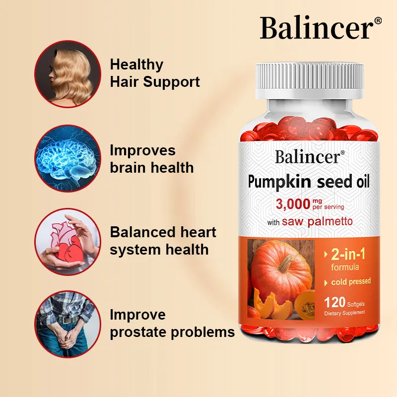 Virgin Pumpkin Seed Oil 3 000mg with Saw Palmetto Rich in Omega 6 & 9 Essential Fatty Acids Prostate & Bladder Supplement