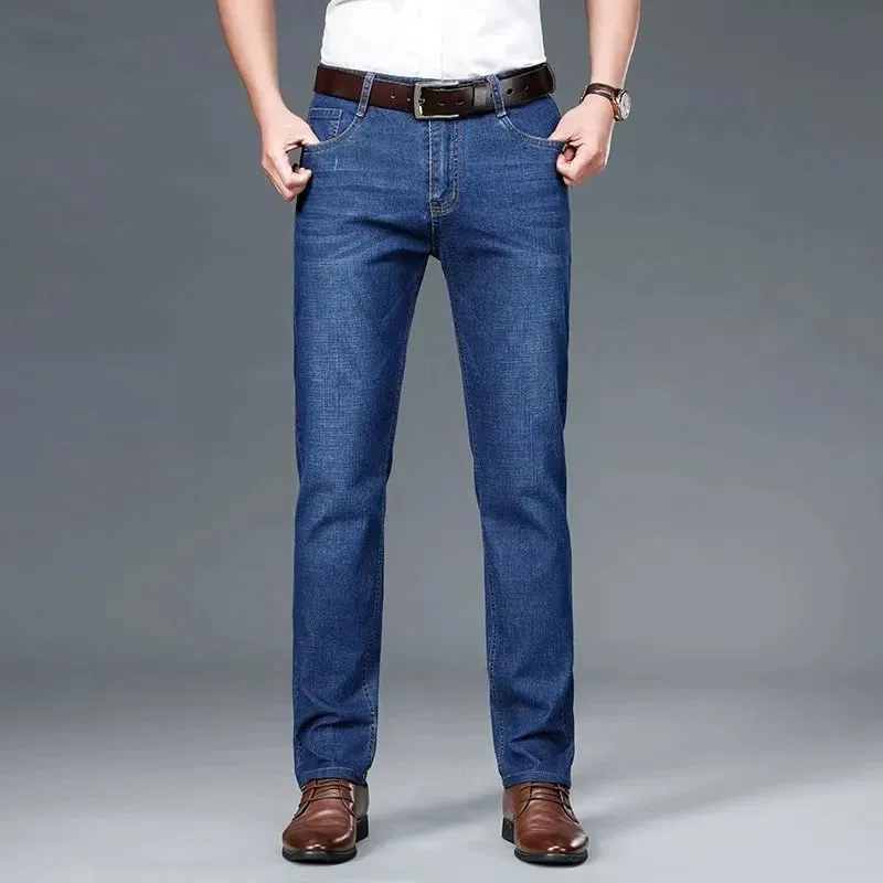 Men's Casual Straight Stretch Jeans 2026 Spring Autumn New Classic Blue Black Work Denim Trousers Fashion Male Brand Clothing