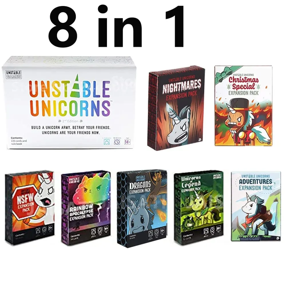 Unstable Games Here to Slay Card Game Unicorns Here to Sleigh Holiday Expansion Pack Family Game Night Strategic role Card Game