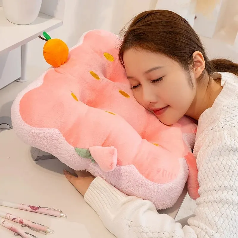 40cm Cute Strawberry Seat Cushion Fruit Pink Strawberry Soft Plush Stuffed Chair Mat For Office Sofa Living Room Home Couch
