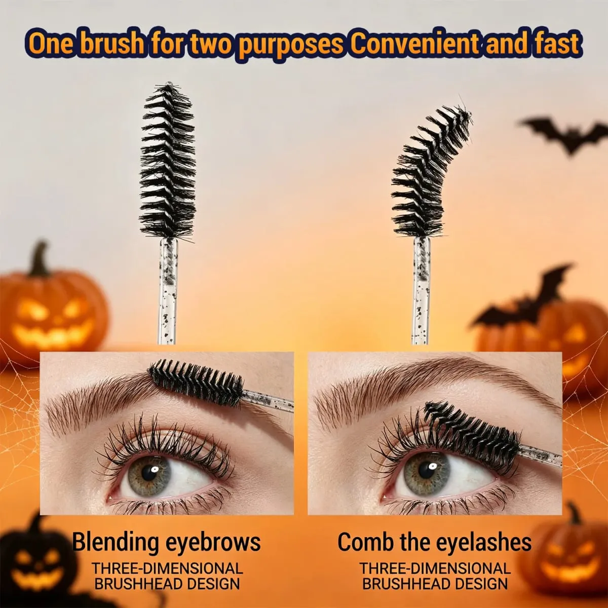 20Pcs Spooky Halloween Eyelash Brush Tube Reusable Mascara Wand Spoolie Lash Extension Tools Eyebrow Makeup Brushes Festive Gift