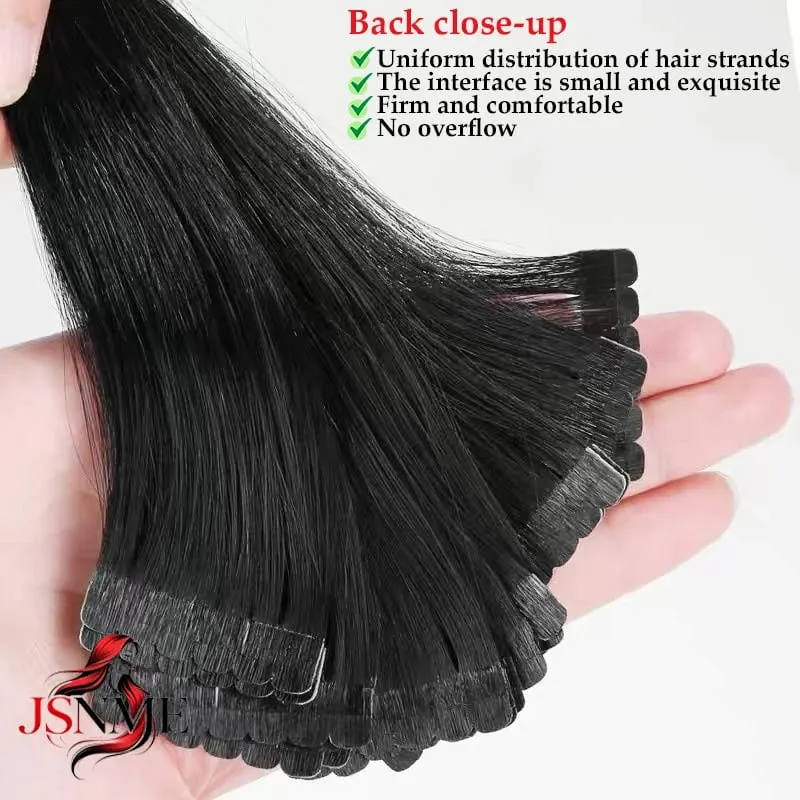 Mini Tape In Hair Extensions Natural Seamless Invisible SKin Remy Tapes in 100% Human Hair Black Brown Blonde For Salon