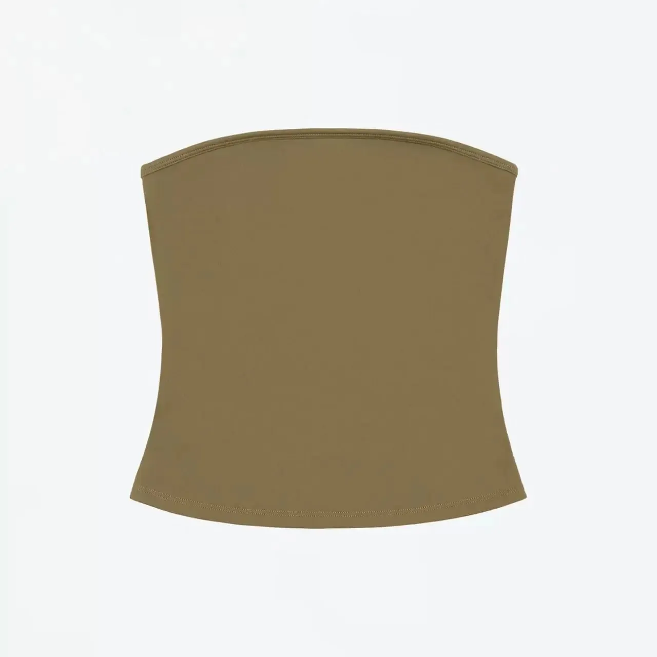 Tank Celadon Green & Coffee Brown Bandeau Crop Top Minimalist Y2K High-Stretch Top