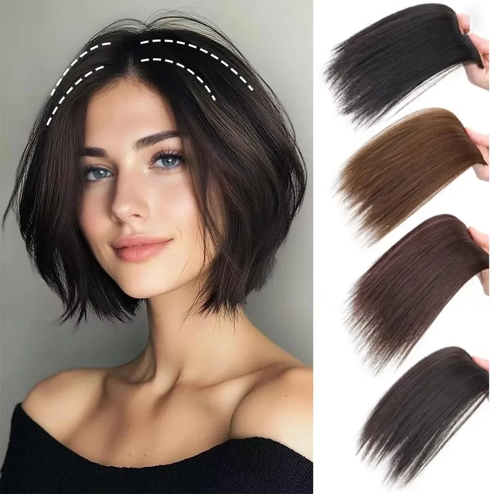 Synthetic Invisable Seamless Hair Pads Clip In Increase Hair Volume Hair Extensions Top Side Cover Hairpiece for Women