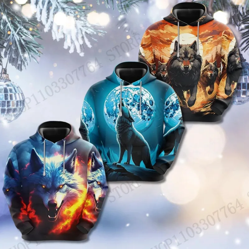 Fire Wolf 3d Print Hoodie Men Women Fashion Y2k Graphic Hoodie Tracksuit Animal Hoodie Sweatshirt Autumn Winter Clothes Y2k Coat
