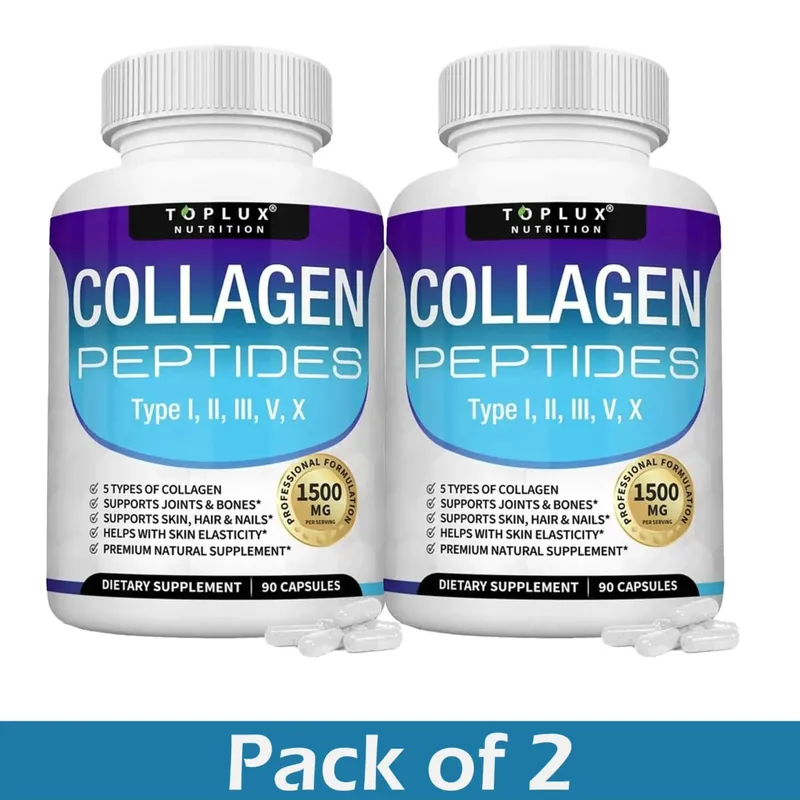 Multi Collagen Peptides Capsules 1800mg - Hydrolyzed Protein Collagen Complex Pills Promotes Skin & Hair Joint for Men Women