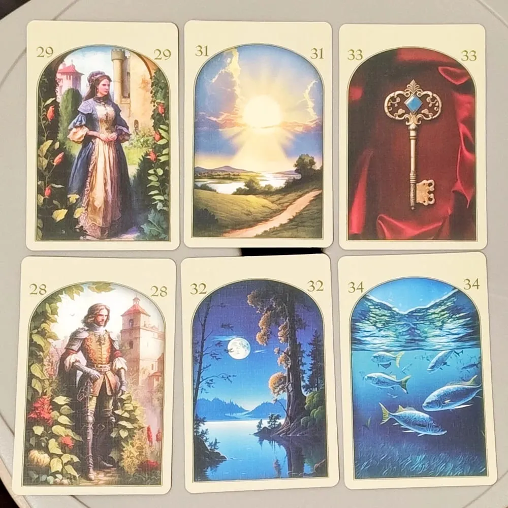 9*6cm Medieval Lenormand Oracle Deck 36 Pcs Cards Printed on 350GSM Double-embossed Cardstock