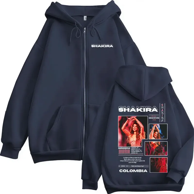 Shakira Las Mujeres Ya No Lloran Tour 2026 Zipper Hoodies Men Women Clothing Casual Long Sleeve Zip Up Sweatshirts Jackets Coat