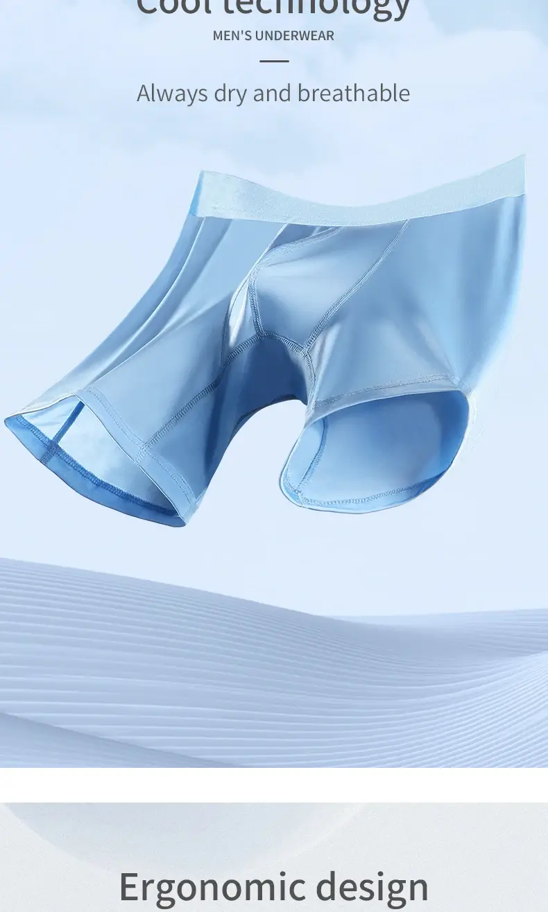 Men's Ice Silk Sports Underwear Men's Summer Thin Anti-Wear Leg Running Breathable Large Size Extended Anti-Wear Crotch Boxer Br