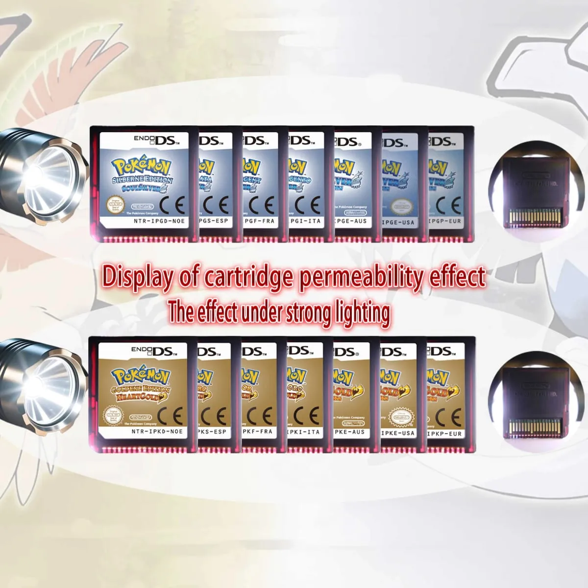 (USA EUR AUS NOE ESP FRA ITA) Pokemon HeartGold SoulSilver Version High Quality Authentic 1:1 Replica DS Video Game Cartridge