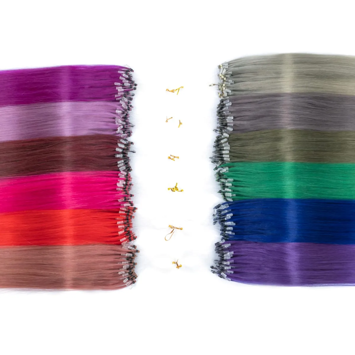 Colored Micro Link Hair Extensions Human Hair No Glue Virgin Human Hair for Women Girls 50 Strands Colorful 30G Gray