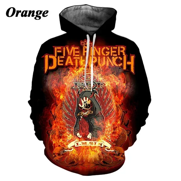 Moletom com capuz Death Punch masculino e feminino com estampa 3D casual outono e inverno hip-hop rock com capuz