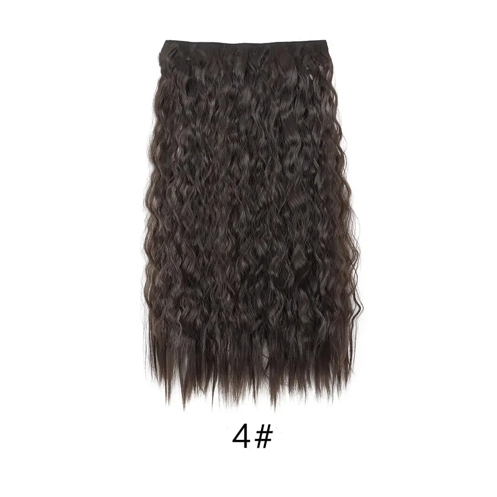 24Inch Synthetic Long Kinky Curly Hair High Temperature Corn Wave Hair Extension Clip in Fiber Hairpieces for Women