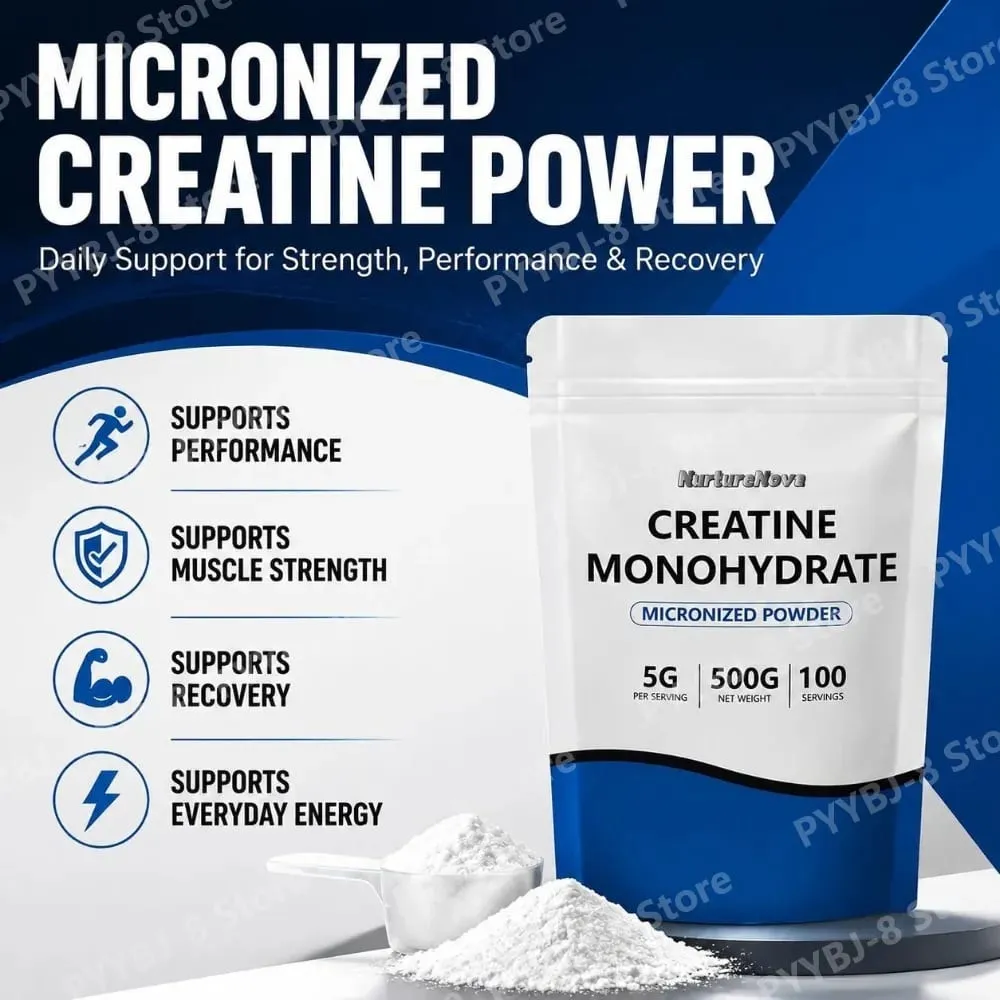 NutureNova Creatine Monohydrate Powder Micronized Gym Strength Training Ingredient for Fitness 100 Servings 500g Net Weight