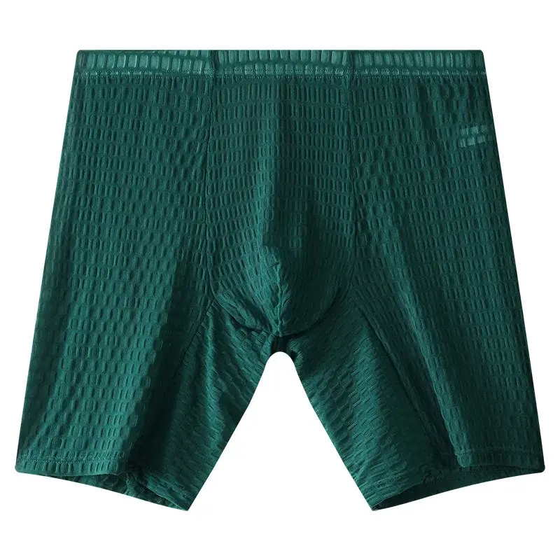 Men's Waffle Texture Boxy Underwear Extended Boxer Briefs Mid Rise Sheer Mesh Flirtatious Casual Athletic Sports Trunks Knickers — image 8