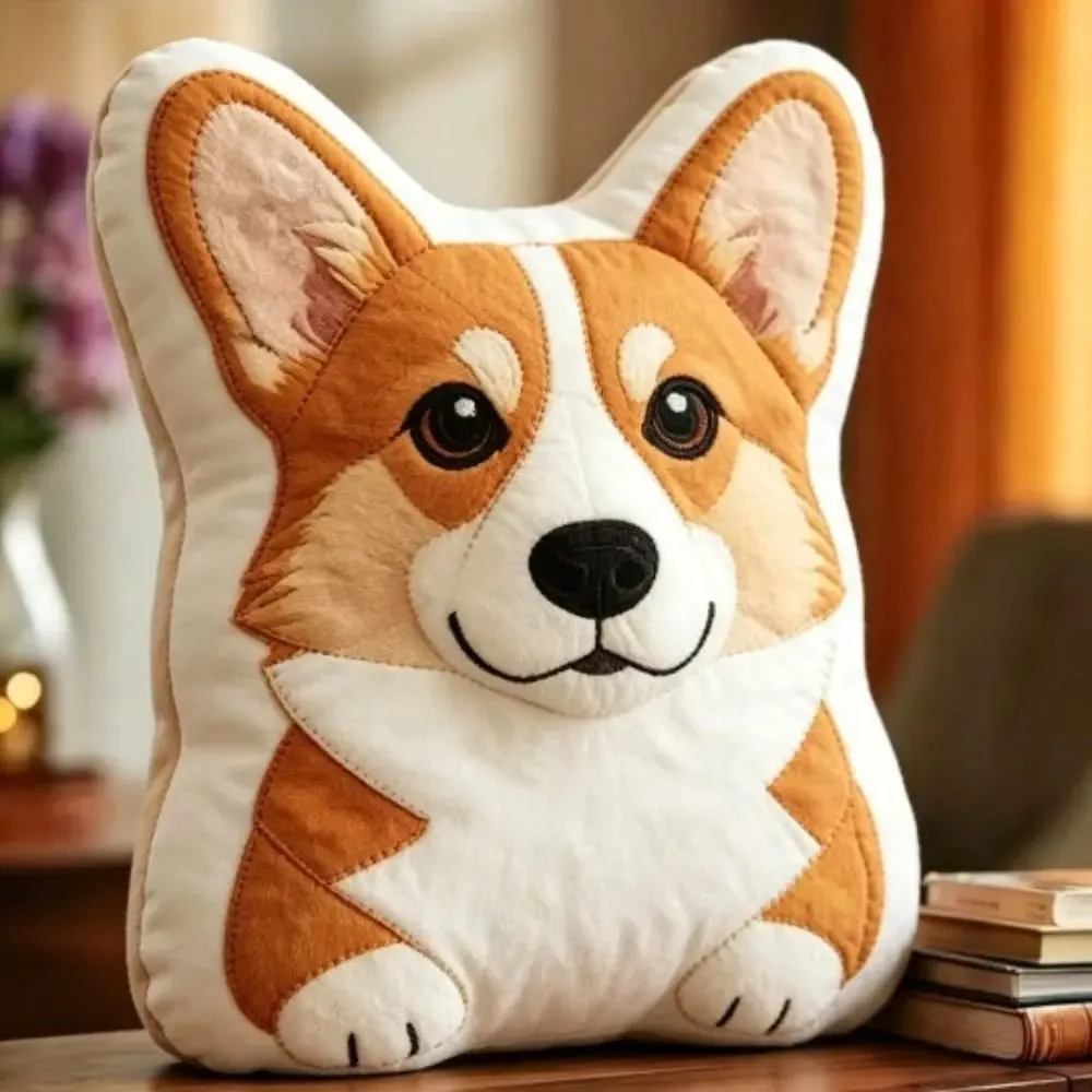 Dog Shaped Pillow Animal Throw Pillow Soft Plush Fabric Decorative Animal Pillow Shiba Dog Cushion Contoured Shape