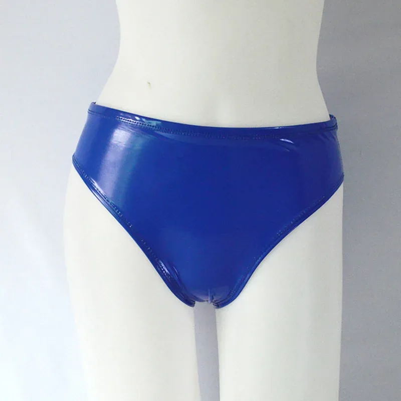 男士性感乳膠光面內褲內衣 Pvc 皮革內褲女式漆皮情趣內衣丁字褲娘娘腔內褲