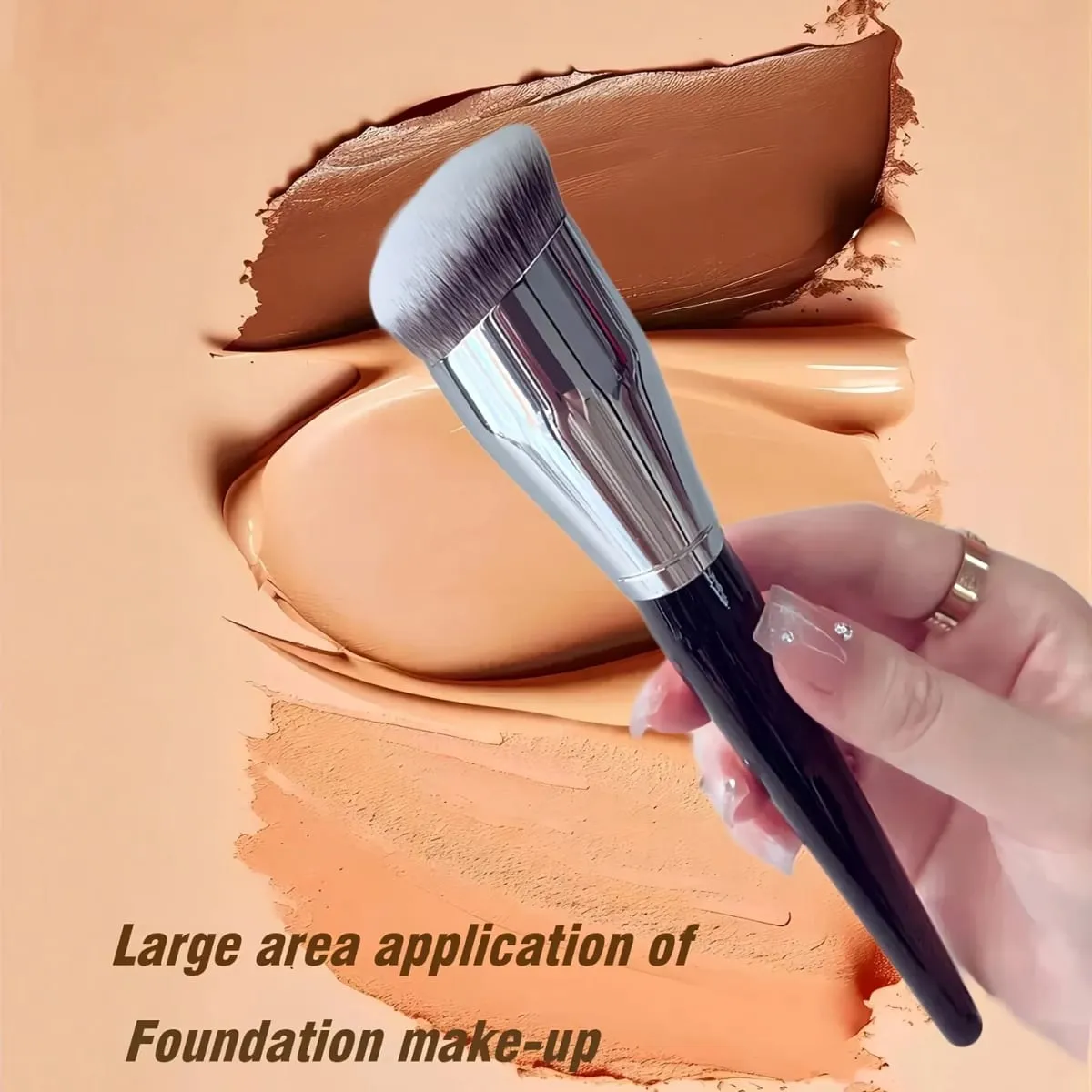 Profession Foundation Brush Round Oblique Head Soft Bristles Kabuki Brush for Contouring Dense Bristles