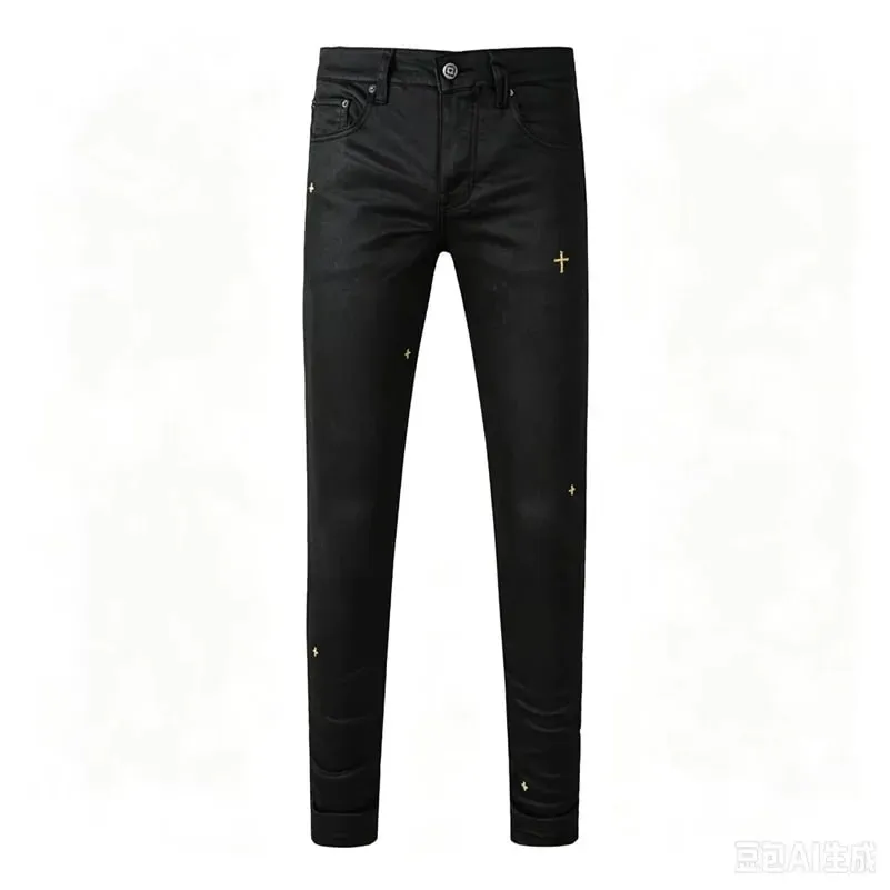Luxury Streetwear Men's Jeans Americans Style Holes Long Trousers Quality Male Stretch Slim Pants Skinny Trousers