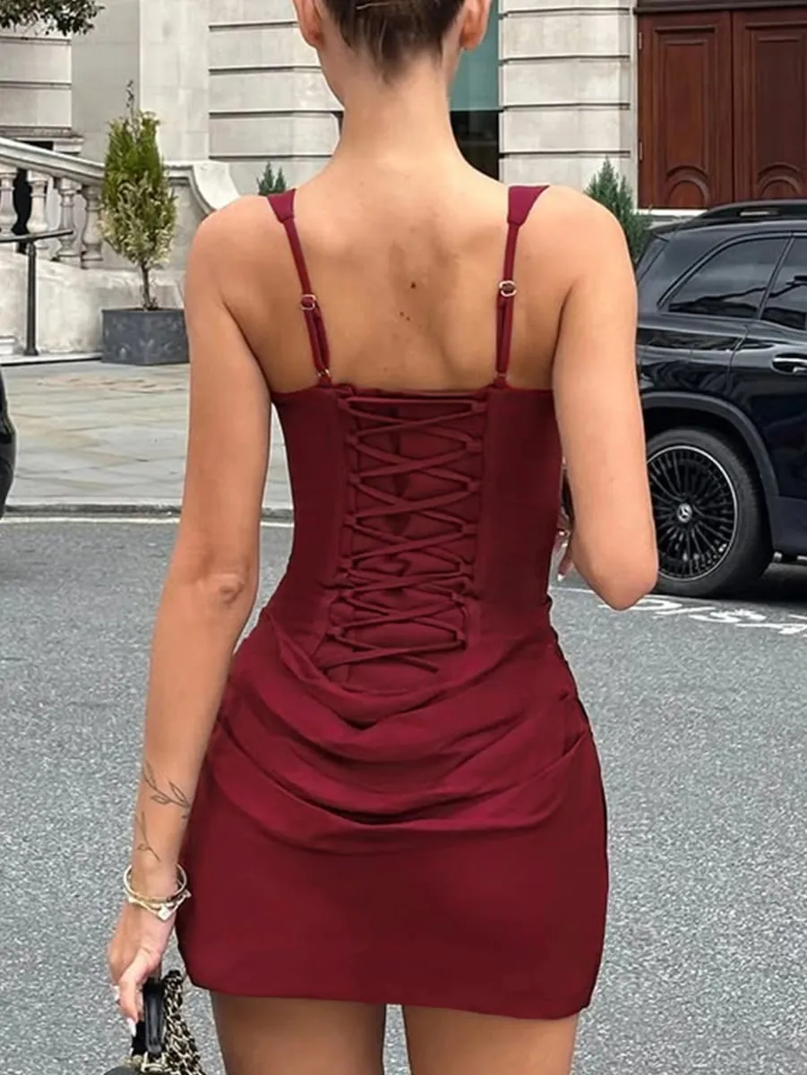 Sexy Backless Slip Folds White Summer Dress Women Elegant Birthday Party Dresses Woman Bodycon Evening Short Dresses Vestidos HL
