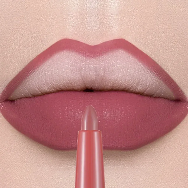 Matte Lip Liner Lipstick Pen Rotating Not Easy To Fade Rose Gold Lipliner Pencil Waterproof Non-Stick Cup Brown Lipliner Makeup