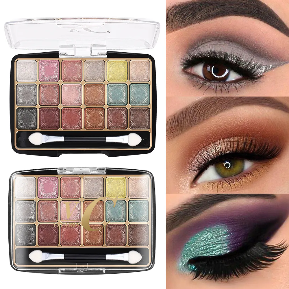 18 Colors Glitter Eyeshadow Palette Long Lasting Korean Eye Makeup Matte Shimmer Pigment Nude Eyeshadow Palette Cosmetics