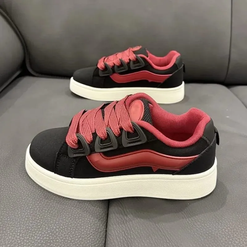 2025 New Black Women Vulcanize Shoes Casual Platform Sneakers Vintage Sports Female Korean Designer Flats Harajuku School Tennis