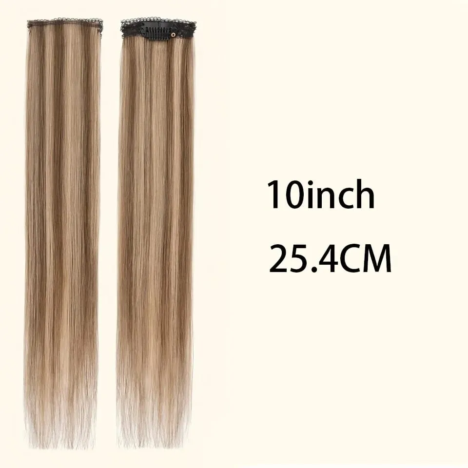Straight Clip In Hair Extensions Synthetic 6Pcs Highlight Clip On Hair Pieces Thin For Women Short Bob Hairstyle Daily