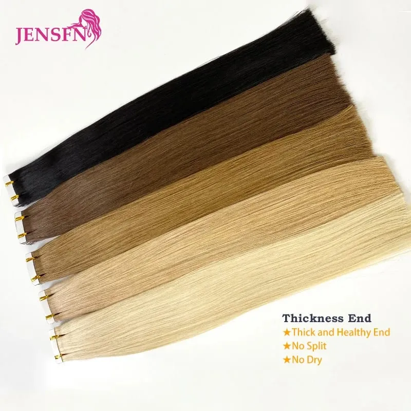 High Quality Tape In Hair Extensions 100% Remy Really Human Hair Brown Blonde Straight Seamless PU Skin Tape Ins Womem
