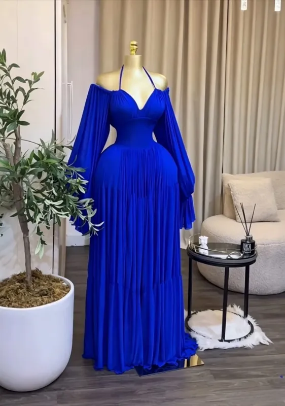CM.YAYA 2026 Fall Winter Women Long Sleeve Slash Neck Long Maxi Dress Slim Evening Birthday Trendy Sexy Vacation Party Dresses