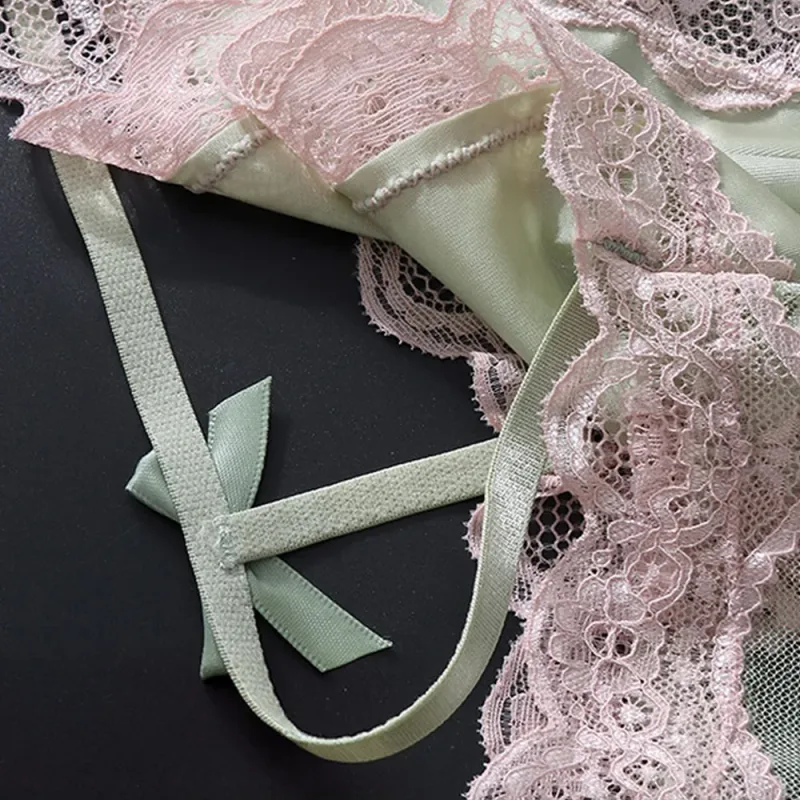 Men Triangle Panties Lace Trim Butterfly Knot Flower Pattern Manipis Super Kumportable U Bulge Pouch Breathable Transparent Underwe