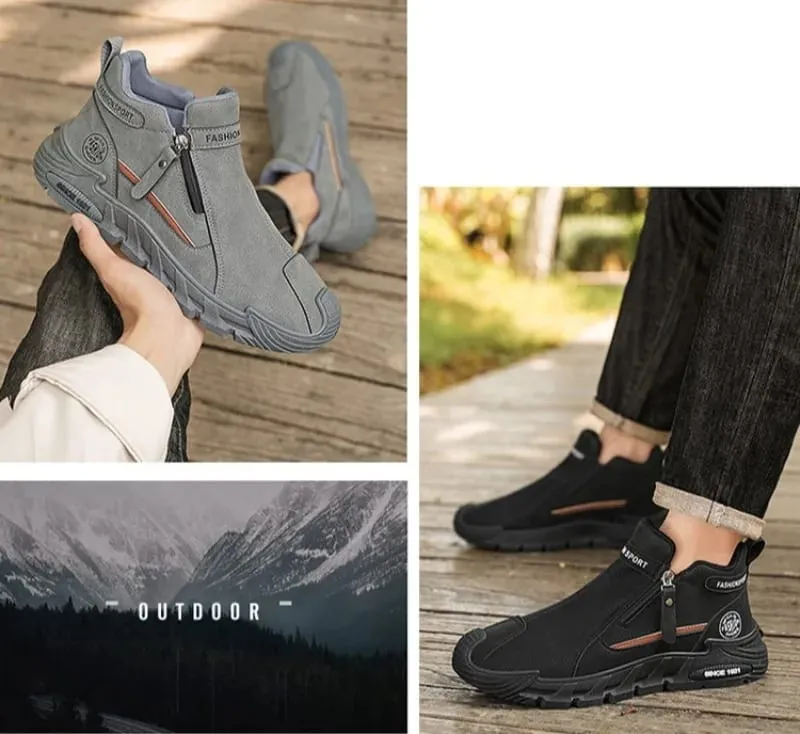 Mens Casual Labor Shoes Fashion Zipper Versatile Men Panlabas na Panakyat na Sapatos Hindi Nadulas na Wear-resistant Sneakers Zapatos Para Hombre