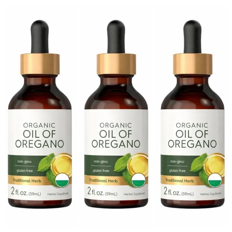 Organic Oil of Oregano Liquid Drops Vegan Herbal Supplement Daily Nutritional Support 60ml Per Bottle