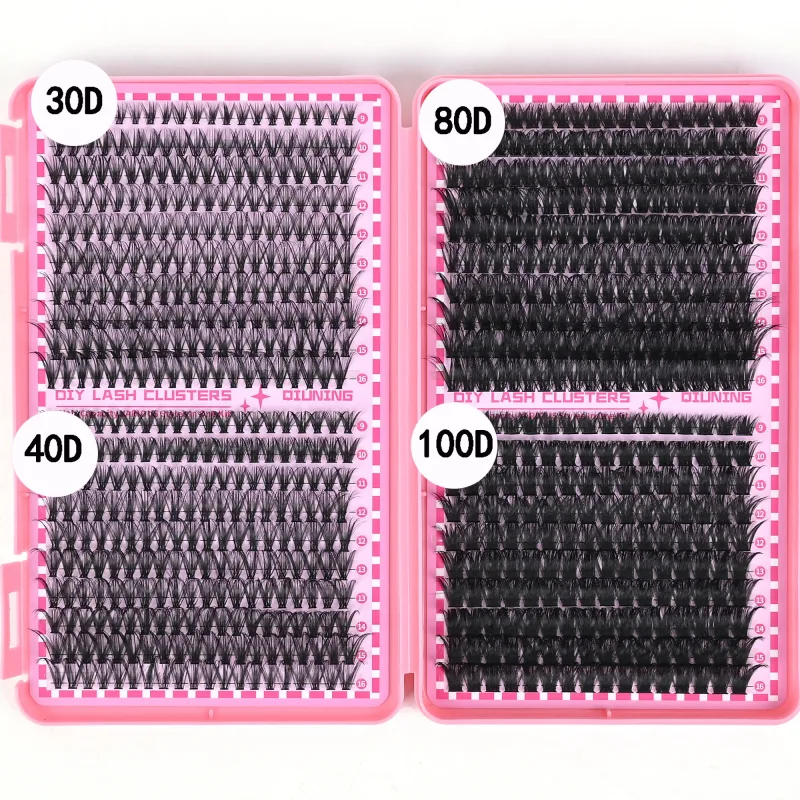 800PCS Lash Extension Kit DIY Clusters Eyelash Extension Kit Lashes Kit with Lash Bond and Seal Lash Tweezers