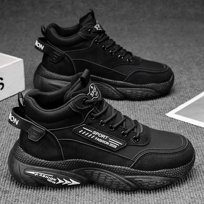 Men's High Top Sneakers Luxury Designer Men Boots Outdoor Fashion Lace-Up Casual Shoes High Quality Leather Platform Boots Male
