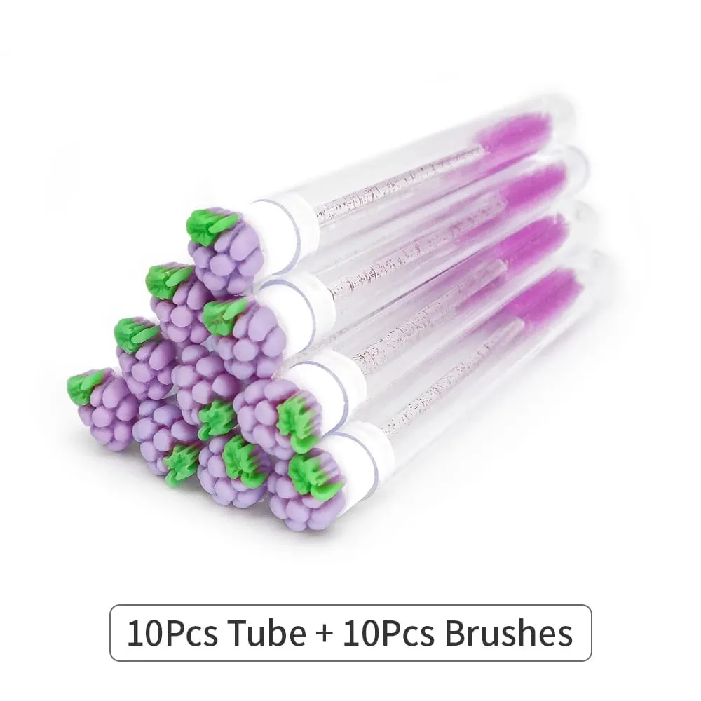 10 /50PCS Set Fruit Collection Mascara Brush Reusable Lash Brush Tube Spoolies Lash Extension Brushes Applicators Makeup Tools