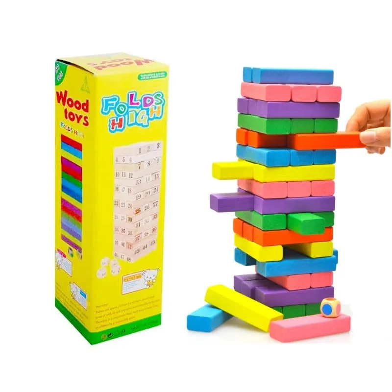 Hot Colorful Building Block Balance Game Toy Swooden Dominoes for Family Gatherings Children's and Adult Toys Stacked Toys