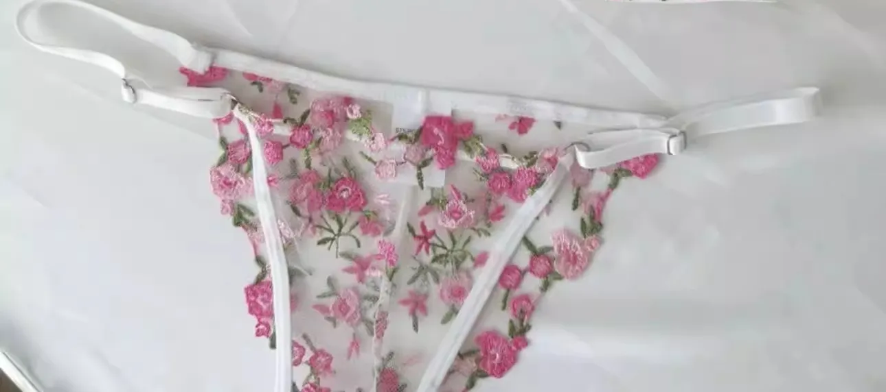 French Floral Bra Set Women | Sweet Sexy Sheer Mesh Lace Transparent Underwear Set | Practical & Feminine MOYISU Sexy Panty Set