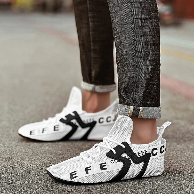 Vita Sneakers Herr Högtopp Bekvämt ventilerande Mesh Fritidsskor Strumpor Skor Stor storlek 47 Utomhus promenadskor för män