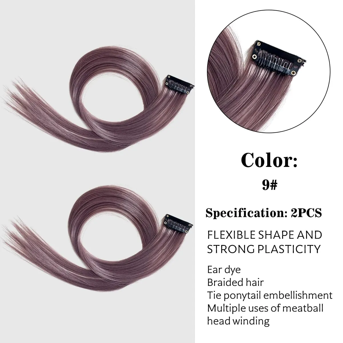 Synthetic Colored Clip In Hair Extensions Straight Highlight Hair Streaks Rainbow Hanging Hair Pieces Hairpiece For Women Party