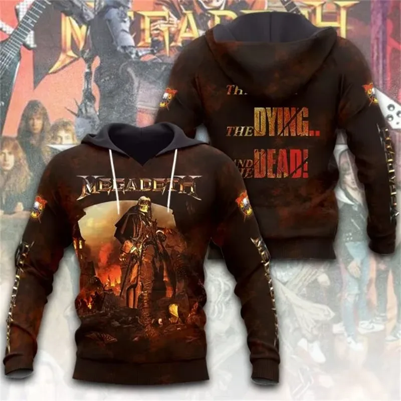Rock Band Megadeth 3D Print Hoodies Men Women Fashion Retro Y2K Graphic Hoodie Sweatshirt Mens Clothing Men Tracksuit Gift Fan