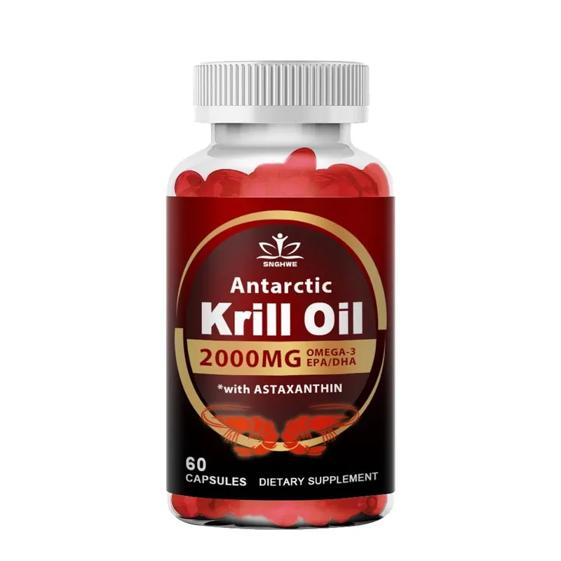 Aceite de krill antártico, 2000 mg por porción, con omega-3, EPA DHA y astaxantina, apoya la salud de las articulaciones, el cerebro, el corazón y la presión arterial