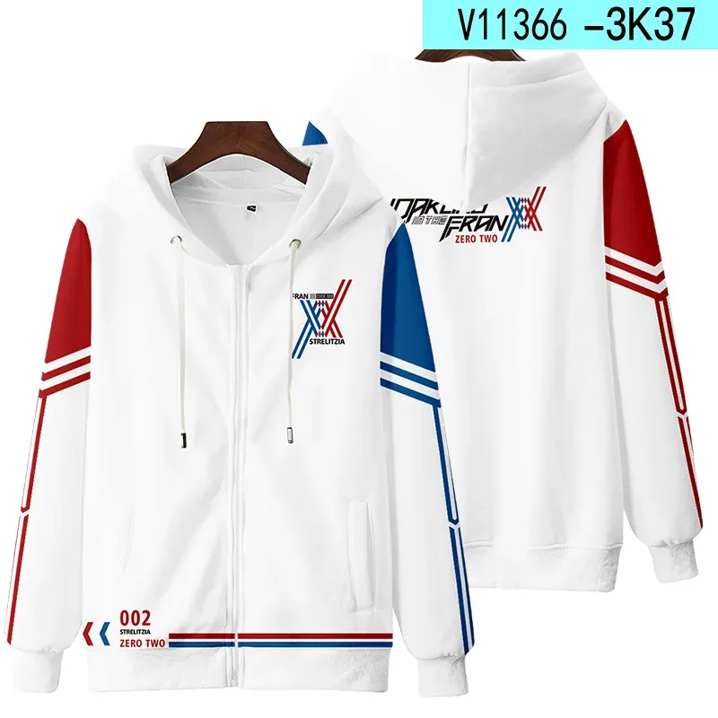 Hot Japan Anime Darling In The Franxx Cosplay Zipper Hoodies 3D Print Men Women Hip Hop Tracksuit Zipper Hoodie Men's Clothing